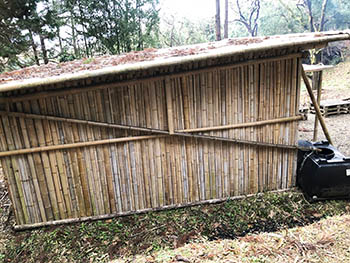 加茂女　竹でできた倉庫の樋も竹